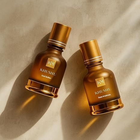 Luxury Alcohol-Free Attar Set for Salah & Daily Use – Rosa Andalusia & Sicilian Oud | Long-Lasting Islamic Fragrance Oils | Made in Italy | Pack of 2 (20ml Each)